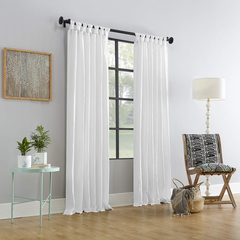 Archaeo Washed Cotton Twist Tab Curtain, 52" x 108", White - Image 5